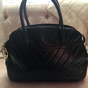Rare-Chanel V Stitch CC Logo Lambskin Leather Chevron Vintage Handbag